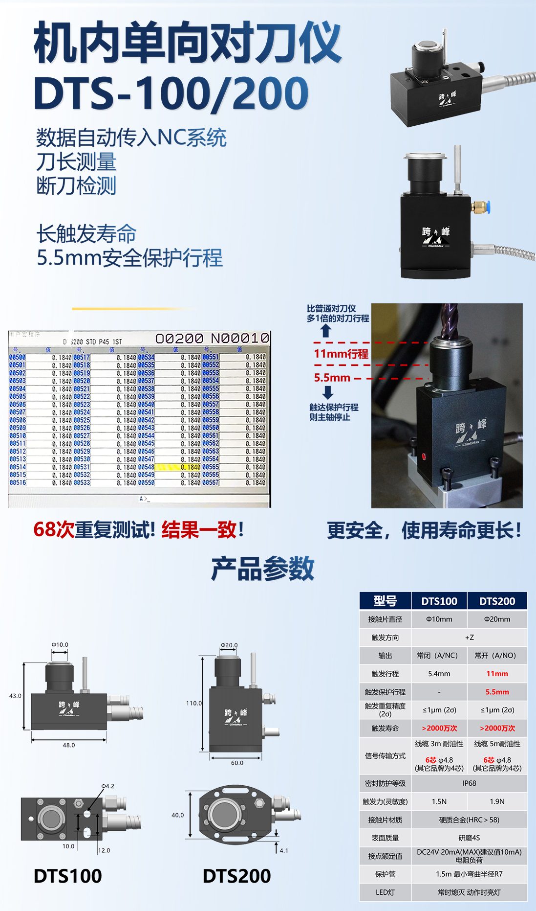 跨峰精密机内单向对刀仪产品详情